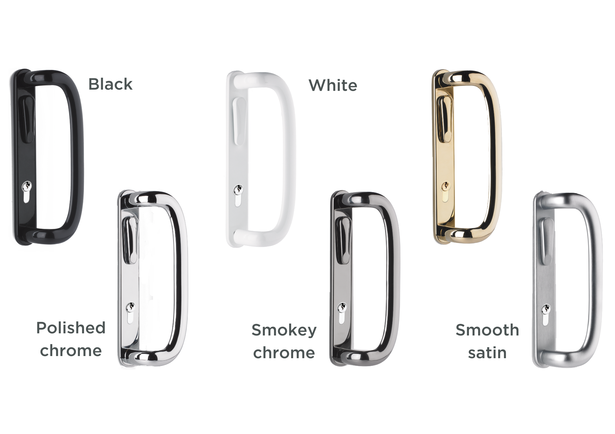 a range of different door handles for sliding doors.