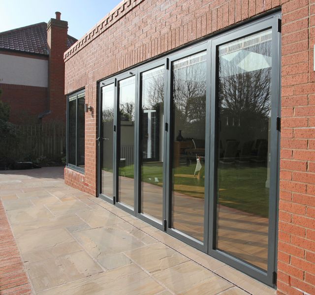 5 leaf black bifolding doors